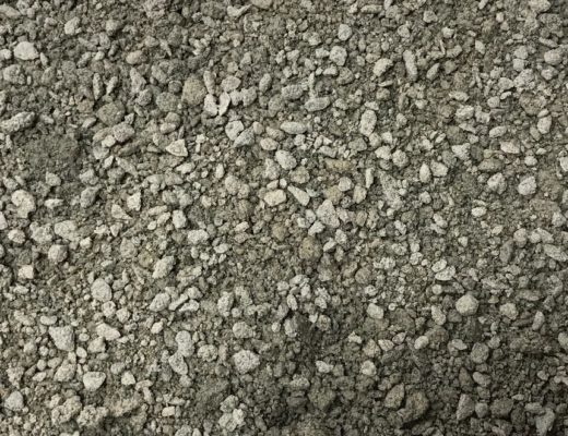 close-up of gray rock dust at stone garden