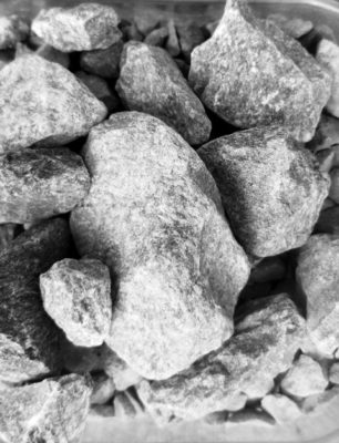 close-up of gray #467 gravel at stone garden
