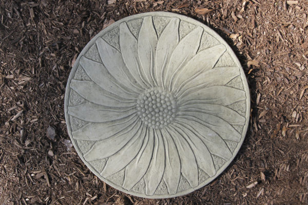 stone garden sunflower engraving stepping stone on mulch