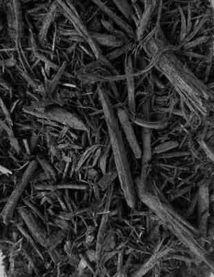 close-up of black mulch at stone garden