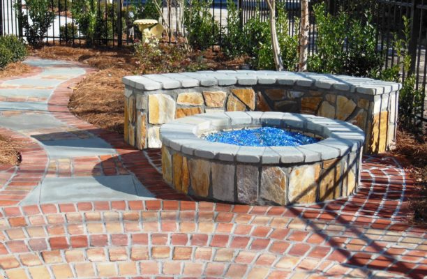 stone garden fountains pavers pathways rock gravel outdoor living fire pit grill tops hearth patio mulch pinestraw fireplace natural pond engraving