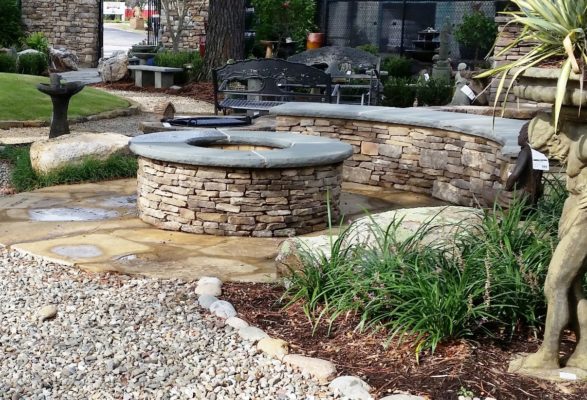 stone garden fountains pavers pathways rock gravel outdoor living fire pit grill tops hearth patio mulch pinestraw fireplace natural pond engraving