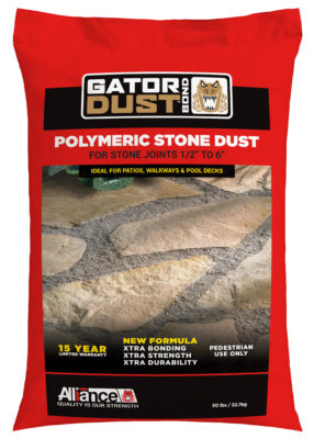 bag of polymeric stone dust for stone joints in masonry, a stone garden supply