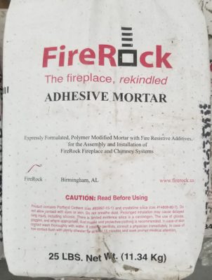bag of adhesive mortar, a stone garden supply for fireplace construction