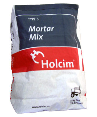 bag of mortar mix used in masonry, a stone garden supply