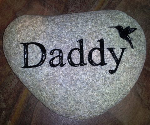 engraving on stone rock gift for the garden saying Daddy